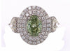 LARGE 3.71CT WHITE & FANCY YELLOW & GREEN DIAMOND 18KT ROSE GOLD ENGAGEMENT RING