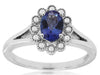 WIDE .96CT DIAMOND & AAA TANZANITE 14K WHITE GOLD 3D OVAL FLOWER ENGAGEMENT RING