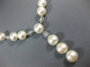 ESTATE LARGE .26CT DIAMOND & AAA PEARL 14KT WHITE GOLD 3D OVAL LARIAT NECKLACE