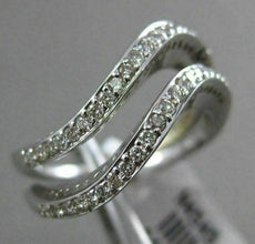 ESTATE .39CT ROUND DIAMOND 18K WHITE GOLD 3D DOUBLE WAVE COMPANION LOVE RING SET