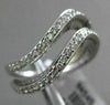 ESTATE .39CT ROUND DIAMOND 18K WHITE GOLD 3D DOUBLE WAVE COMPANION LOVE RING SET