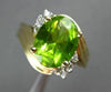 ESTATE 1.62CT DIAMOND & AAA PERIDOT 14K 2 TONE GOLD SOLITAIRE RING #22652