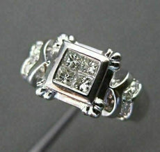 ESTATE .34CT DIAMOND PRINCESS & ROUND 18K W GOLD FRIENDSHIP PROMISE RING #15838