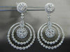 ESTATE LARGE 4.03 DIAMOND 14KT WHITE GOLD 3D CIRCULAR FLOWER HANGING EARRINGS