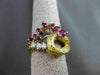 ANTIQUE .76CT OLD MINE DIAMOND & RUBY 18K TWO TONE GOLD COCKTAIL FUN RING #19257
