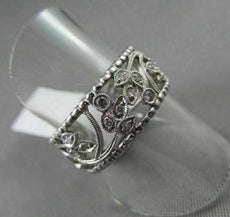 ANTIQUE WIDE .25CT DIAMOND 18KT WHITE GOLD FILIGREE FLOWER ETERNITY RING #264