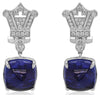 LARGE 17.38CT DIAMOND & AAA TANZANITE 18K WHITE GOLD 3D CUSHION & ROUND EARRINGS