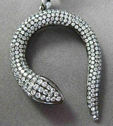 ESTATE LARGE 1.70CT DIAMOND & AAA RUBY 18KT WHITE GOLD 3D FLOATING SNAKE PENDANT