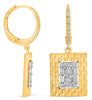 .56CT DIAMOND 14K WHITE AND YELLOW GOLD ROUND & BAGUETTE SQUARE HANGING EARRINGS