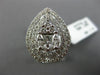 LARGE 18KT WHITE GOLD ENGAGEMENT RING. 3D CLUSTER PEAR SHAPE DOUBLE HALO DESIGN