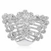 EXTRA LARGE 3.34CT DIAMOND 18KT WHITE GOLD MULTI FLOWER FILIGREE COCKTAIL RING