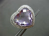 ESTATE LARGE 25.55CT DIAMOND & AMETHYST 14KT WHITE GOLD HEART CLIP ON EARRINGS