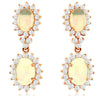 4.10CT DIAMOND & AAA OPAL 14KT ROSE GOLD 3D OVAL & ROUND DOUBLE FLOWER EARRINGS