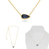 1.67CT AAA SAPPHIRE 14KT YELLOW GOLD 3D PEAR SHAPE SOLITAIRE BEZEL LOVE NECKLACE