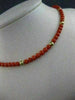 ESTATE AAA RED CORAL & GOLD BEADS 14KT Y GOLD NECKLACE & FILIGREE LOCK 5MM 22069