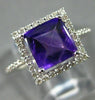 ESTATE 2.76CT WHITE & WHITE FANCY YELLOW DIAMOND & AMETHYST 14KT WHITE GOLD RING