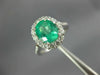 2.80CT DIAMOND & AAA EMERALD 18K WHITE GOLD 3D OVAL HALO CLASSIC ENGAGEMENT RING