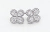LARGE 1.33CT DIAMOND 18KT WHITE GOLD 3D PEAR SHAPE & ROUND FLOWER STUD EARRINGS