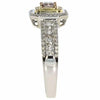 .85CT WHITE PINK FANCY YELLOW DIAMOND 18K TRI COLOR GOLD CUSHION ENGAGEMENT RING