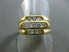 ESTATE WIDE .60CT DIAMOND 14KT YELLOW GOLD 3 ROW MENS GYPSY RING AMAZING! #21524