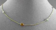 ESTATE 14KT YELLOW GOLD AAA ROUND BEZEL MULTI GEMSTONE BY THE YARD NECKLACE