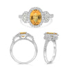 WIDE 2.76CT DIAMOND & AAA ORANGE SAPPHIRE 14KT WHITE GOLD OVAL ENGAGEMENT RING