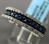 ESTATE .86CT DIAMOND & SAPPHIRE 14KT WHITE GOLD 3 ROW WEDDING ANNIVERSARY RING