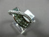 ESTATE WIDE 2.97CT DIAMOND & GREEN AMETHYST 14KT WHITE GOLD X RAINBOW LOVE RING