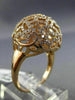 ESTATE LARGE 1.26CT DIAMOND 14KT ROSE GOLD 3D FILIGREE DOME SHAPE BUTTERFLY RING
