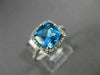 ESTATE 2.90CT DIAMOND & AAA BLUE TOPAZ 14KT WHITE GOLD CUSHION SQUARE HALO RING