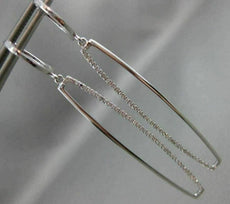 ESTATE LARGE .37CT DIAMOND 14K WHITE GOLD 3D RECTANGULAR HANGING HUGGIE EARRINGS