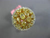 GIA LARGE 2.87CT WHITE & FANCY YELLOW DIAMOND 18KT TWO TONE GOLD 3D CLUSTER RING