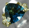 LARGE 4.05CT DIAMOND & AAA LONDON BLUE TOPAZ 14KT 2 TONE GOLD TRILLION FUN RING
