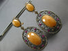 30.46CT MOCHA DIAMOND PINK SAPPHIRE & ORANGE AGATE 14K ROSE BLACK GOLD EARRINGS