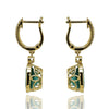 ESTATE 5.43CT DIAMOND & AAA EMERALD 18KT YELLOW GOLD PEAR SHAPE & ROUND EARRINGS