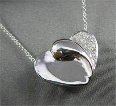 ESTATE LARGE .25CT DIAMOND 18KT WHITE GOLD HEART PENDANT + CHAIN F/G VS #7732