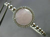 ESTATE LARGE .50CT DIAMOND & PINK QUARTZ 14K WHITE GOLD CIRCULAR BANGLE BRACELET