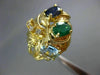 ANTIQUE LARGE 3.08CT DIAMOND & AAA MULTI GEM 14KT YELLOW GOLD 3D RING #17769