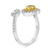 LARGE 1.23CT WHITE FANCY YELLOW DIAMOND 14K 2 TONE GOLD HEART & PEAR SHAPE RING