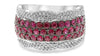 LARGE 1.94CT DIAMOND & AAA RUBY 14KT WHITE GOLD 3D MULTI ROW ANNIVERSARY RING