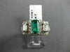 ANTIQUE 2.19CT DIAMOND & AAA EMERALD 14KT WHITE GOLD 3D ENGAGEMENT RING #16061