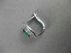 ESTATE 1.32CT DIAMOND & AAA EMERALD 14KT WHITE GOLD OVAL FLOWER HUGGIE EARRINGS