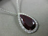 ESTATE 5.48CT DIAMOND & AAA RUBY 18KT WHITE GOLD CLASSIC TEAR DROP HALO PENDANT