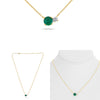 .95CT DIAMOND & AAA EMERALD 18K YELLOW GOLD ROUND DOUBLE SOLITAIRE LOVE NECKLACE