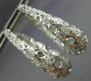 ESTATE LARGE & WIDE .50CT DIAMOND 14KT WHITE GOLD FILIGREE HOOP HANGING EARRINGS