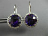 ESTATE LARGE 6.17CT DIAMOND & AMETHYST 14KT WHITE GOLD FILIGREE HANGING EARRINGS