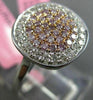 ESTATE WIDE .61CT WHITE & PINK DIAMOND 18KT WHITE & ROSE GOLD ROUND CLUSTER RING