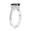LARGE 2.85CT DIAMOND & AAA GREEN SAPPHIRE 18KT WHITE GOLD OVAL ENGAGEMENT RING