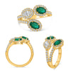 LARGE 1.79CT DIAMOND & AAA EMERALD 18KT YELLOW GOLD OVAL MULTI FLOWER FUN RING
