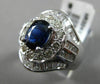 ESTATE LARGE 3.63CT DIAMOND & AAA SAPPHIRE 14KT WHITE GOLD FLOWER COCKTAIL RING